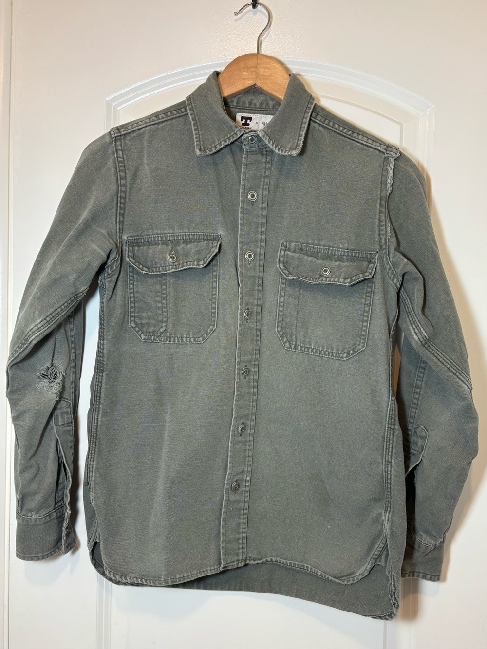Tellason Olive green  Canvas Work Shirt Made in USA